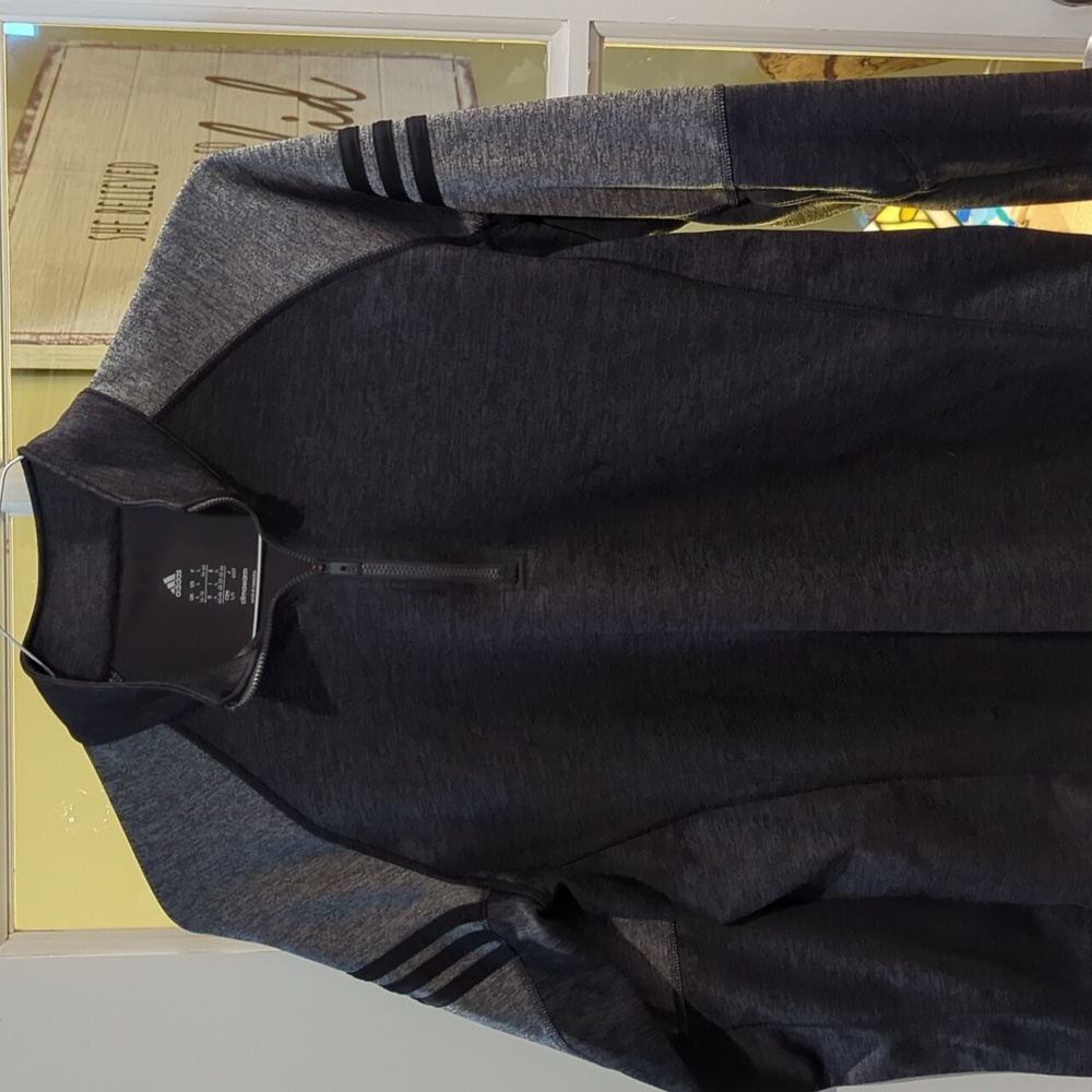 Adidas Charcoal and Black Quarter-Zip Top
